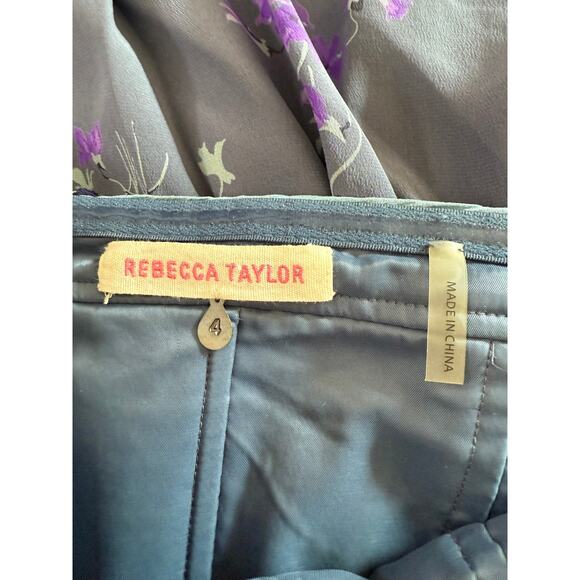 Rebecca Taylor Lily Dress Blue Purple 100% Silk Strapless Boho Mini Dress Size 4 - Picture 7 of 9